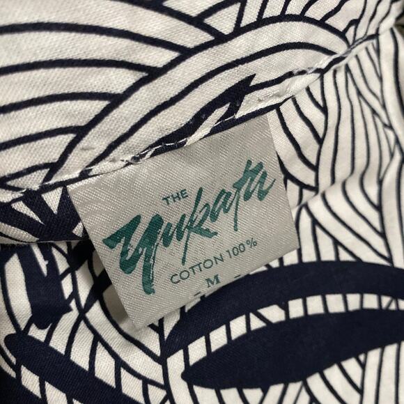 Vintage 1980s Cotton Summer Kimono Yukata Blue White Floral Bamboo Motif Size M - Picture 4 of 12